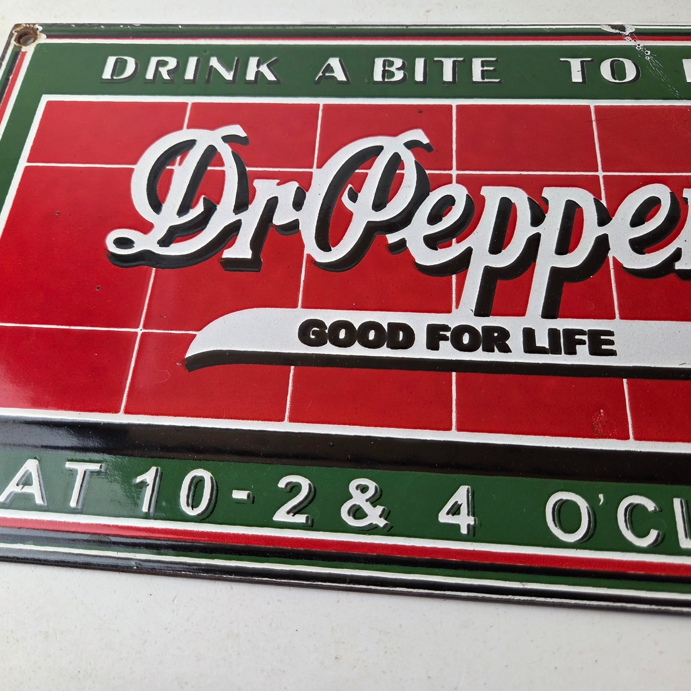 Vintage Dr Pepper Porcelain Sign – Beverage Soda Cola Advertising Bar Gas Sign