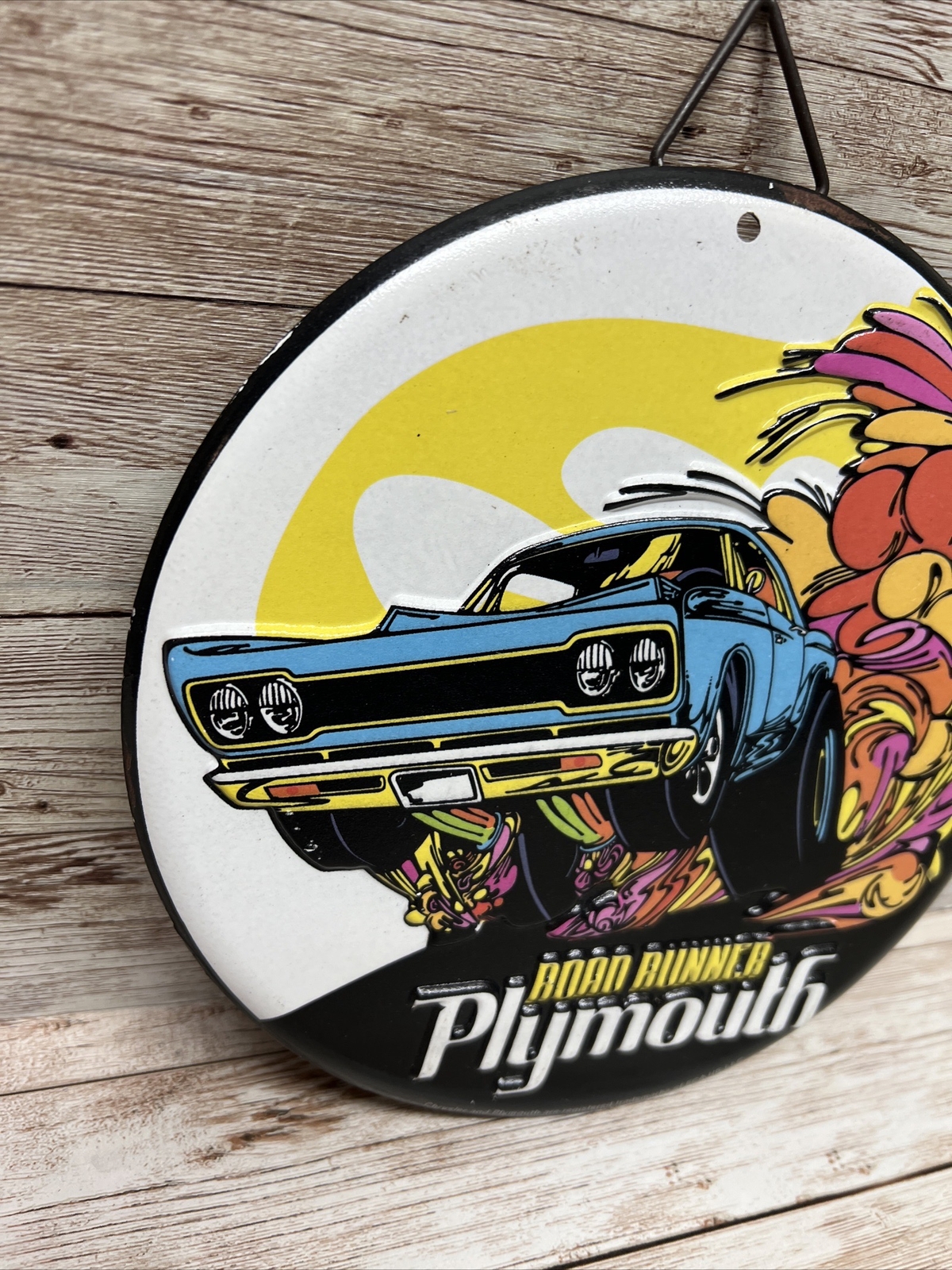 Plymouth Road Runner 7 Inch Round Metal Vintage Garage Sign Licensed