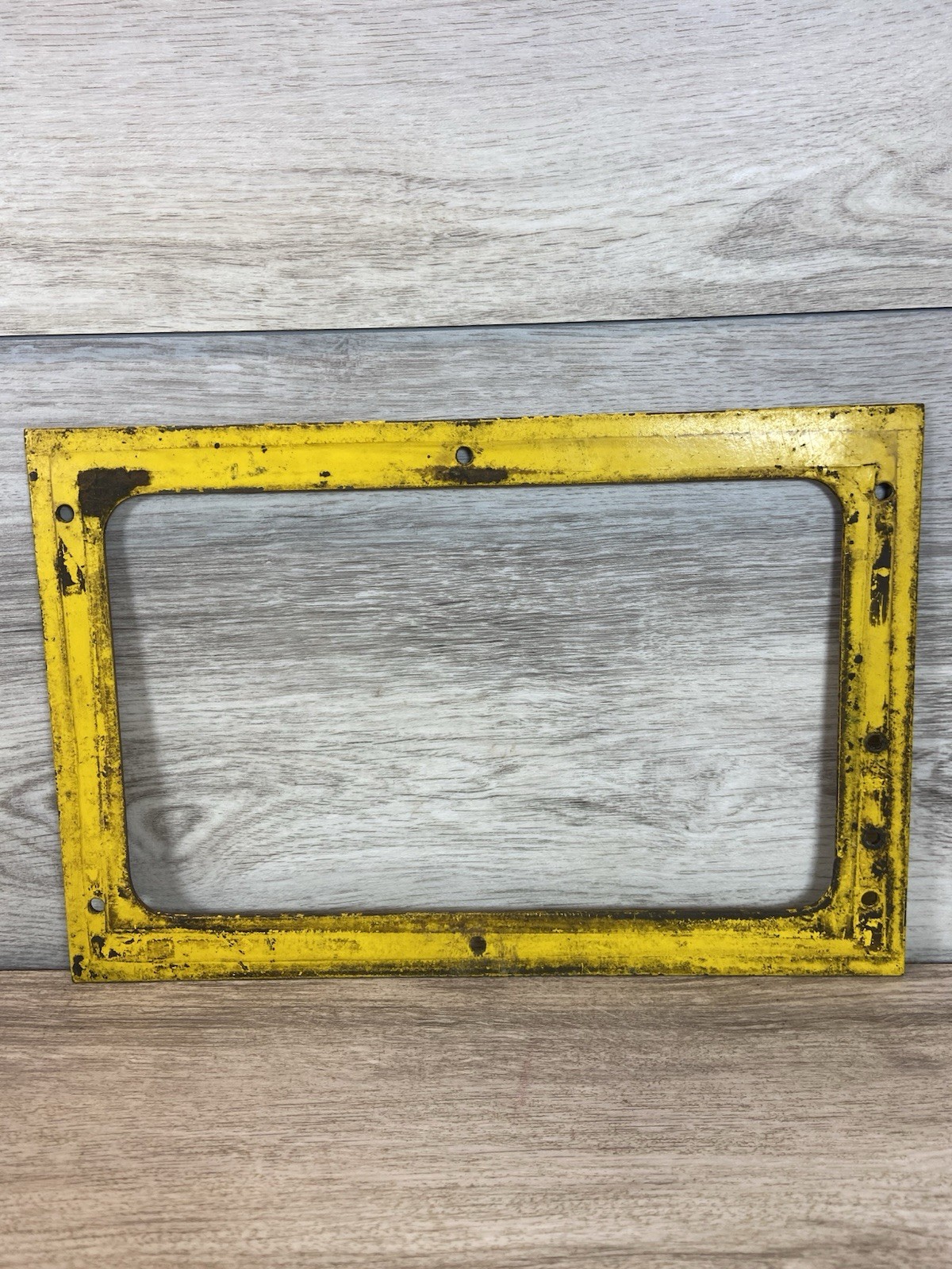 Vintage Industrial Yellow Metal Machine Frame Gas Station Pump Bezel Decor 11×7