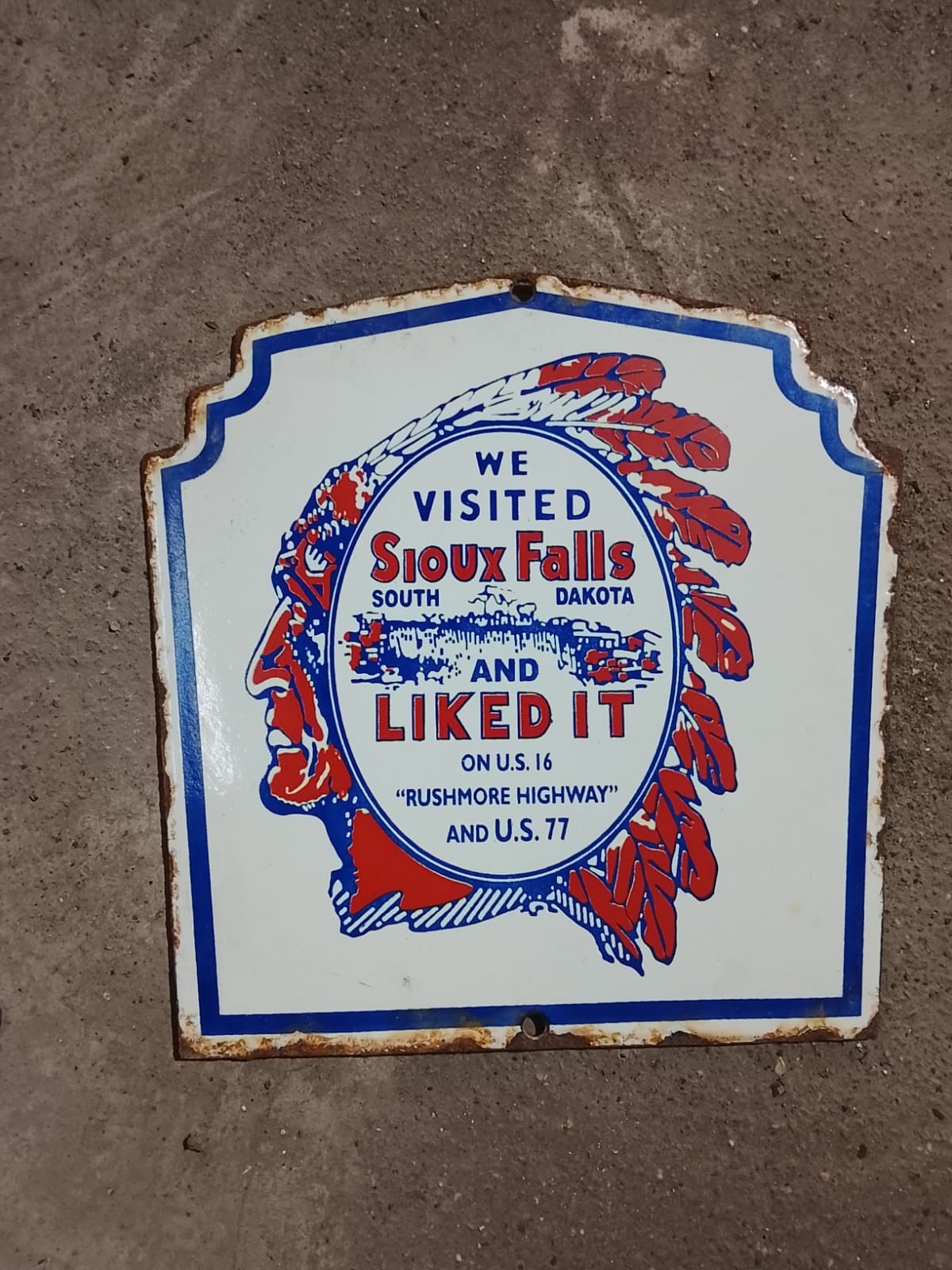 PORCELAIN INDIAN ENAMEL SIGN 8X5 INCHES