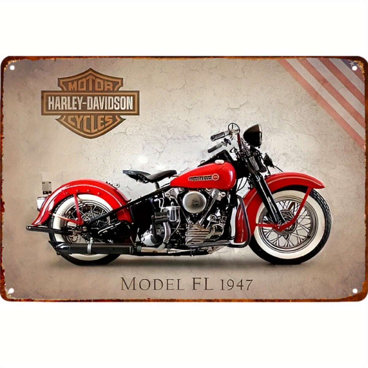 Vintage Davidson Tin Metal Signs 8×12 Inches Model FL 1947 Motorcycle