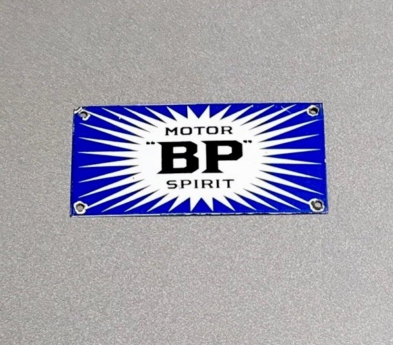 VINTAGE BP BRITISH PETROLEUM GASOLINE PORCELAIN SIGN CAR GAS TRUCK MOTORCYCLE