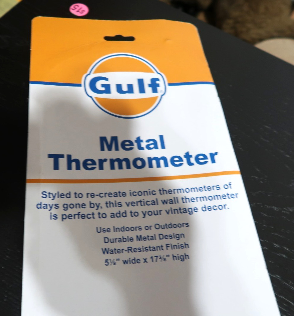 Vintage Look Metal Gulf Oil Thermometer Reproduction Sign Brand New