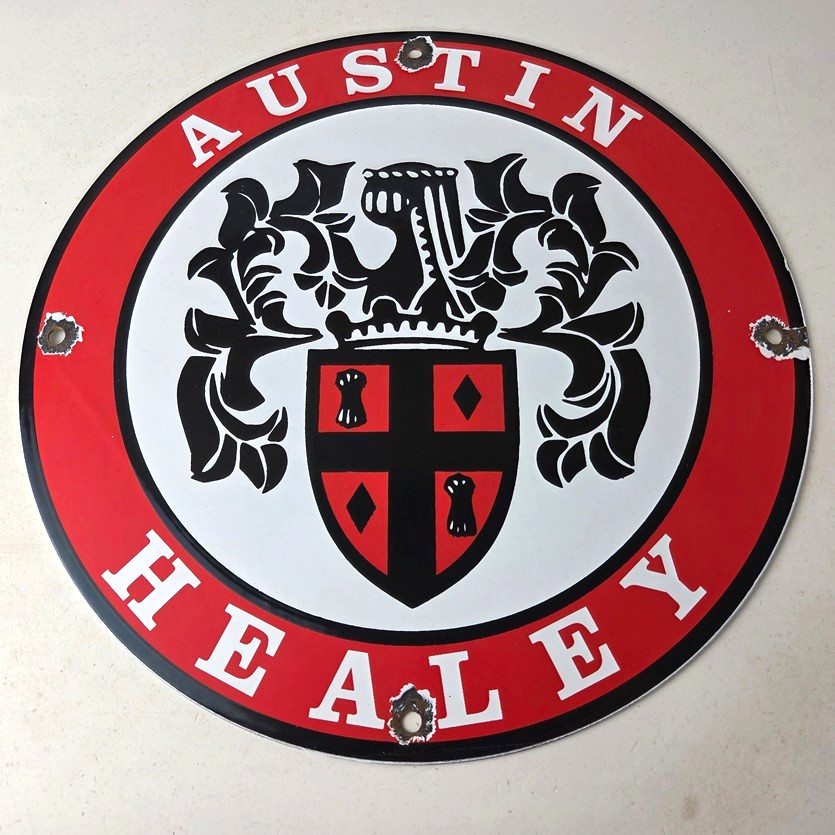 Vintage Austin Healey Automobiles Sign – Porcelain Gas Pump Dealership Sign