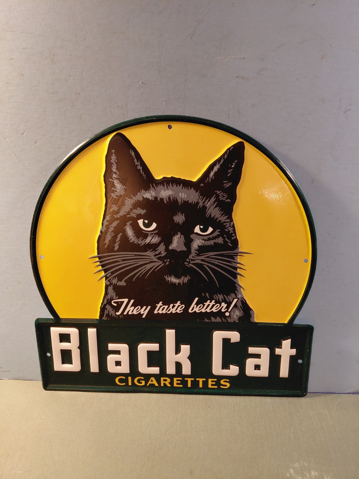 Vintage Style Metal Sign Black Cat 16×16 Made in USA