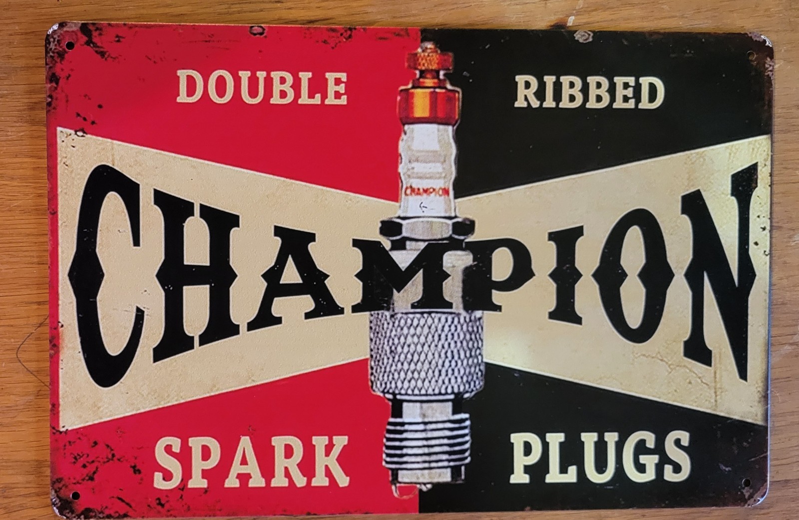 Retro Vintage Man Cave 8×12 Gas Station Auto Tin Sign Champion Spark Plugs